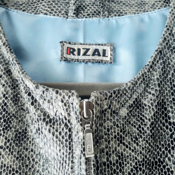 Rizal Snakeskin Leather Full Zip Career Blazer Made in France Office Jacket Sz L - Picture 6 of 12